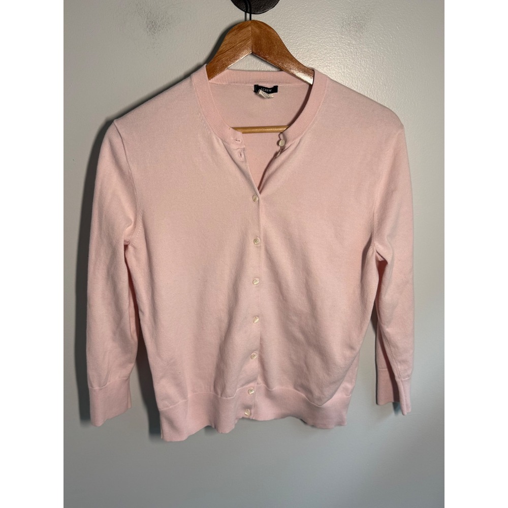 J.Crew Womens XL Pink Cotton Blend Button Front Crewneck Cardigan Sweater